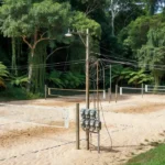 Arena de beach tennis em Porto Velho com medidores de energia e instalações elétricas