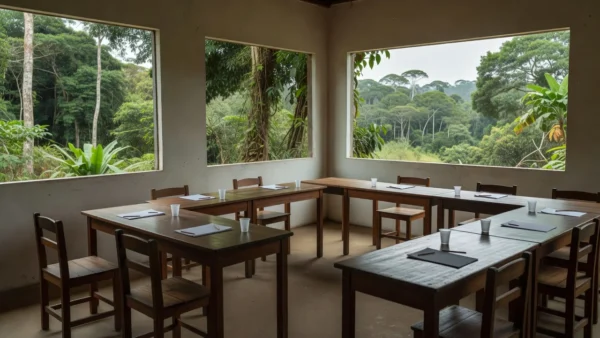 Sala de reuniões preparada para série regional do Sindsef em Guajará-Mirim