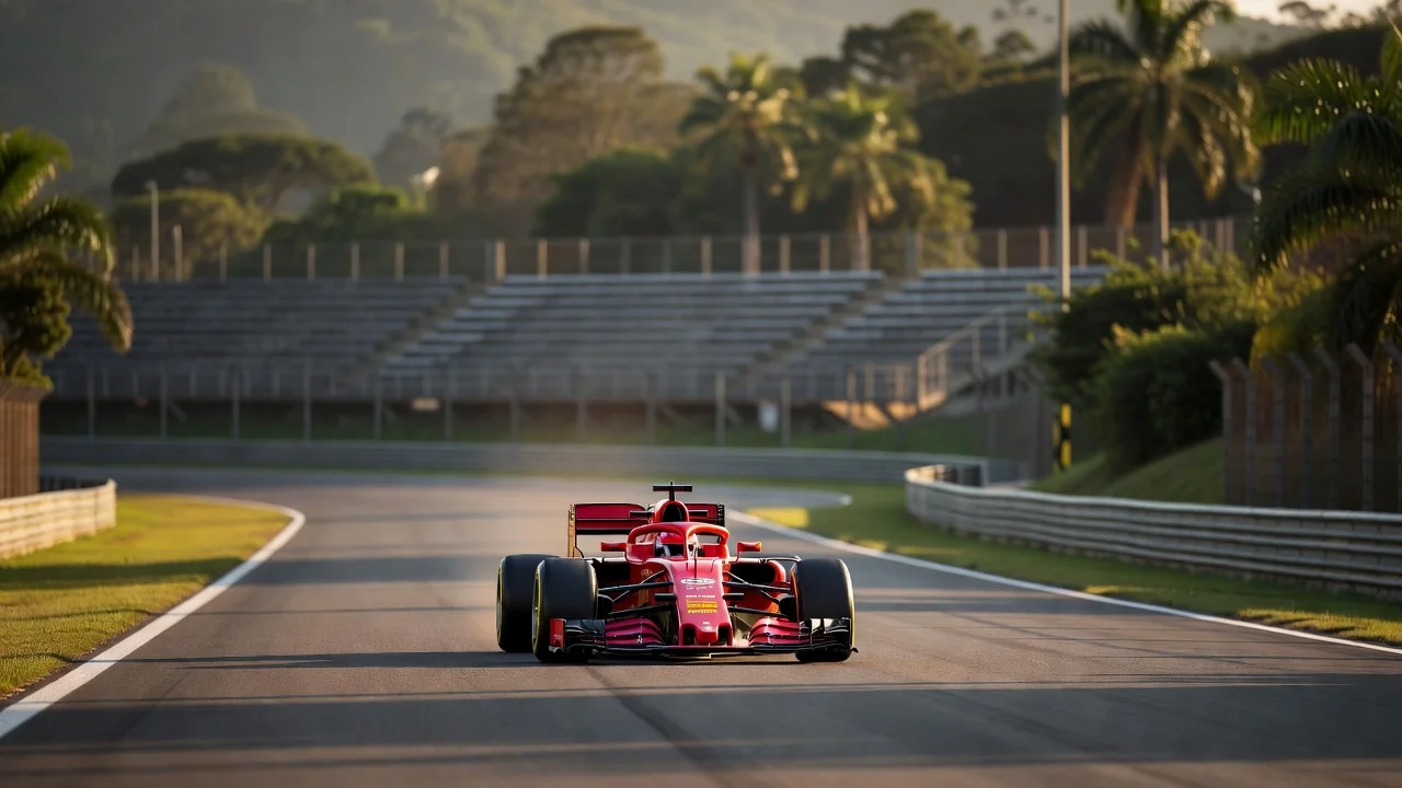 Carro de Fórmula 1 em pista brasileira durante pausa de verão