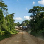 Estrada rural no interior de Rondônia com vegetação amazônica