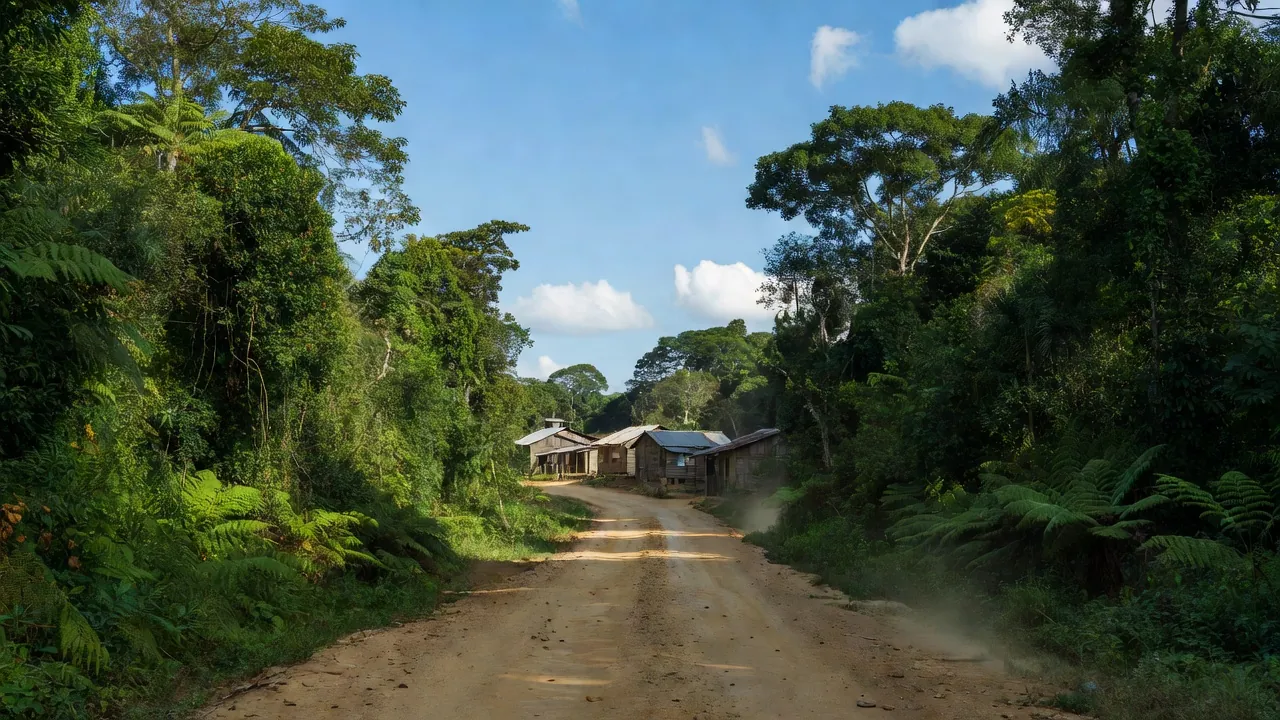 Estrada rural no interior de Rondônia com vegetação amazônica