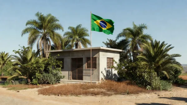 Fachada de fórum judicial em Cujubim, Rondônia