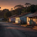 Rua vazia em Porto Velho, Rondônia, em estilo fotojornalístico