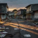 Rua em Porto Velho com marcas de tiros em fachada de produtora de campanhas eleitorais