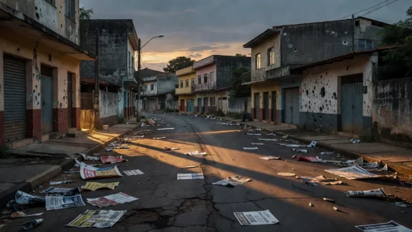 Rua em Porto Velho com marcas de tiros em fachada de produtora de campanhas eleitorais
