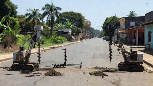Sondagem de solo na Rua Prof. Jerônimo em Porto Velho para pavimentação
