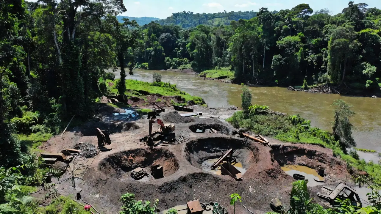 Garimpo ilegal de diamantes em terras indígenas de Rondônia, Amazônia