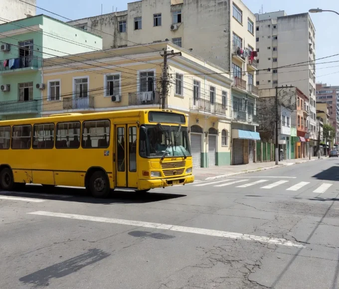Ônibus urbano brasileiro representando desconto de 50% para idosos