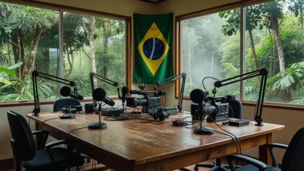 Estúdio de rádio e TV com equipamentos para propaganda eleitoral em Rondônia