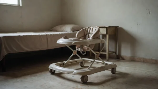 Andador adaptado para criança com paralisia cerebral em casa brasileira