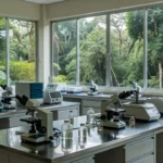 Laboratório em Porto Velho com equipamentos para diagnóstico de malária
