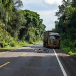 Acidente na BR-364 em Ariquemes com caminhão e bicicleta