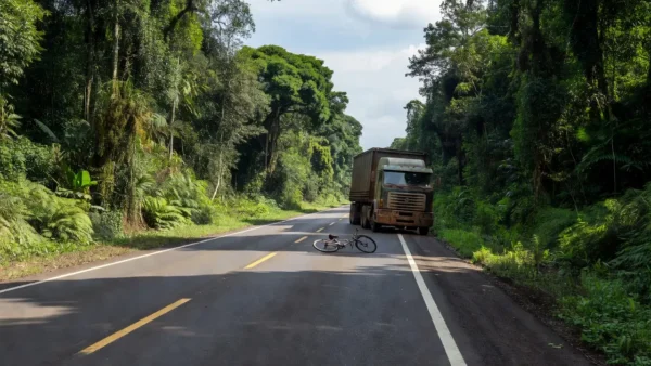 Acidente na BR-364 em Ariquemes com caminhão e bicicleta