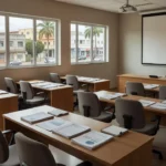 Sala de treinamento do Sebrae Vilhena com materiais de gestão financeira para cursos gratuitos